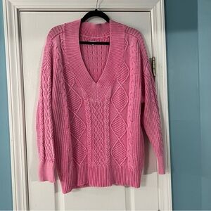 aerie pink cableknit tunic sweater